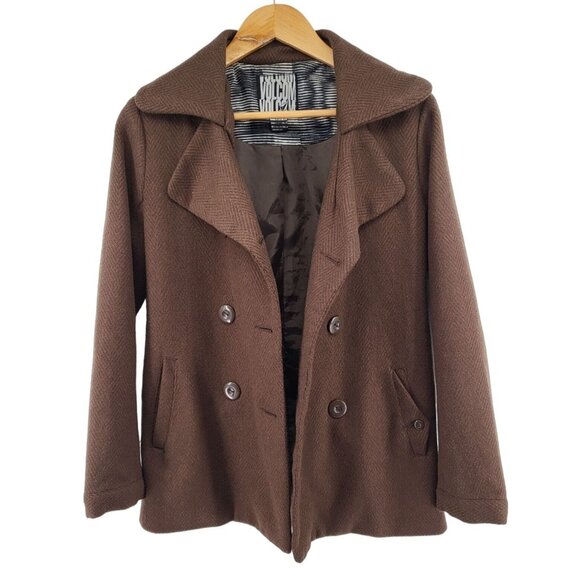Volcom Womens Out Of Bounds Peacoat XS Wool Blend Brown - Picture 2 of 7